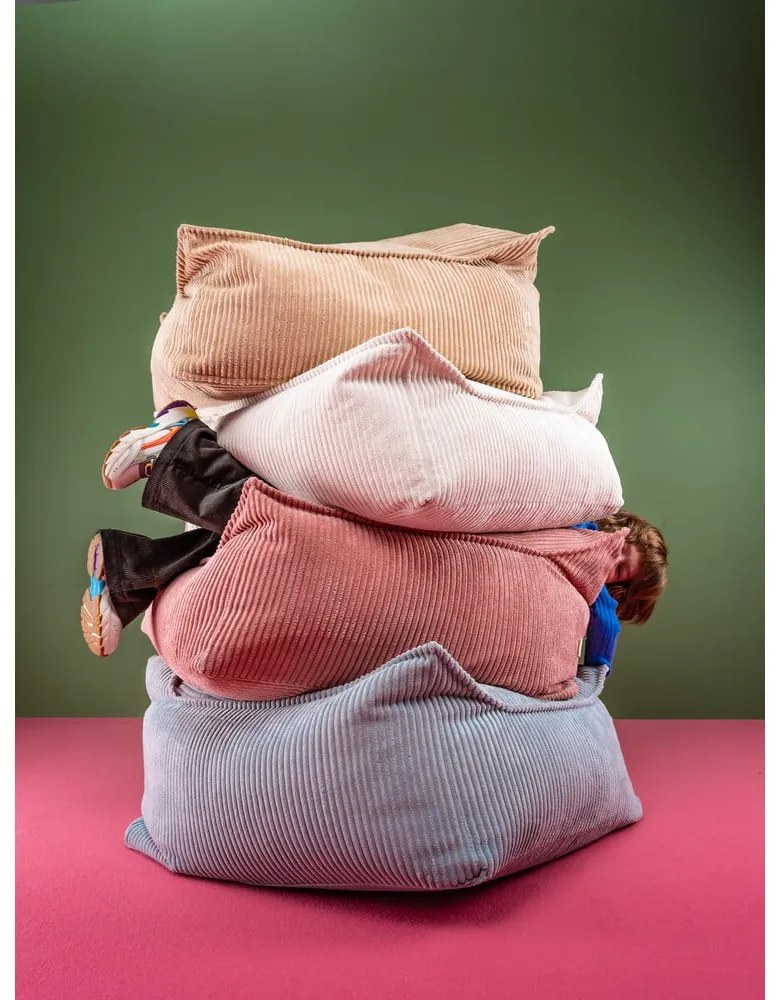 Krémový menčestrový detský sedací vak Square – Wigiwama