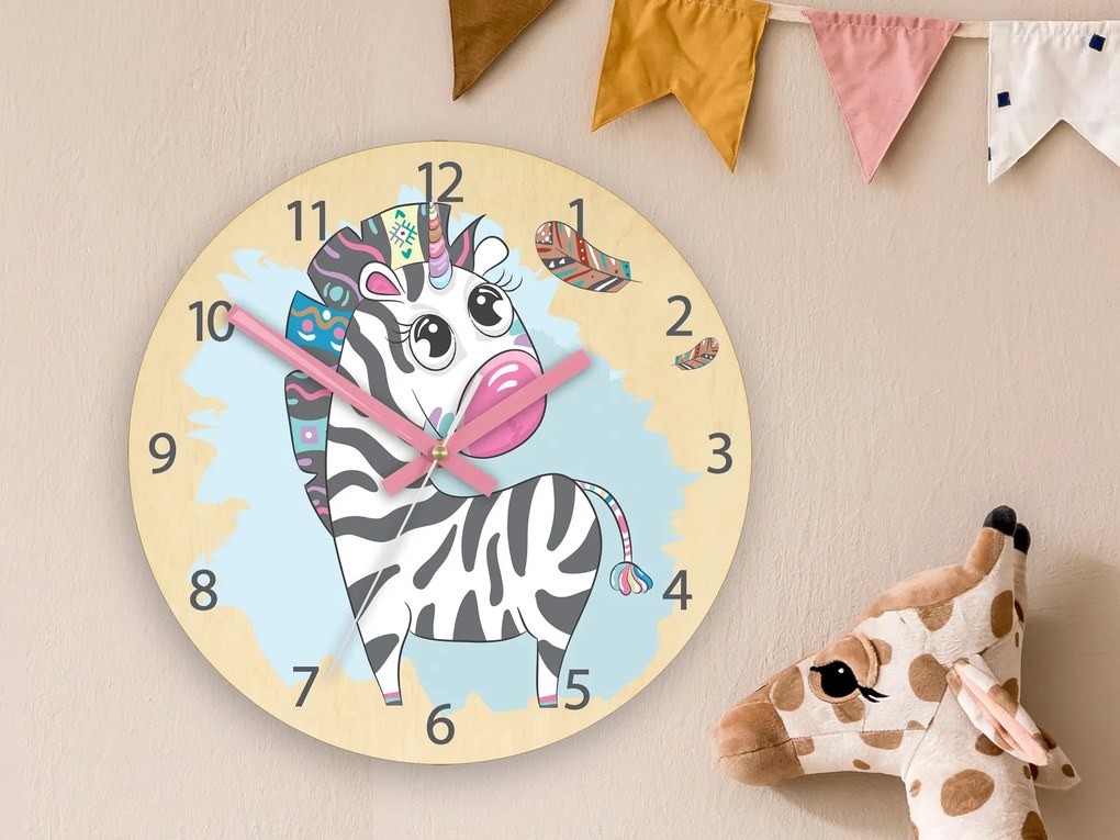 Detské nástenné hodiny Ami Zebra 30 cm viacfarebné II
