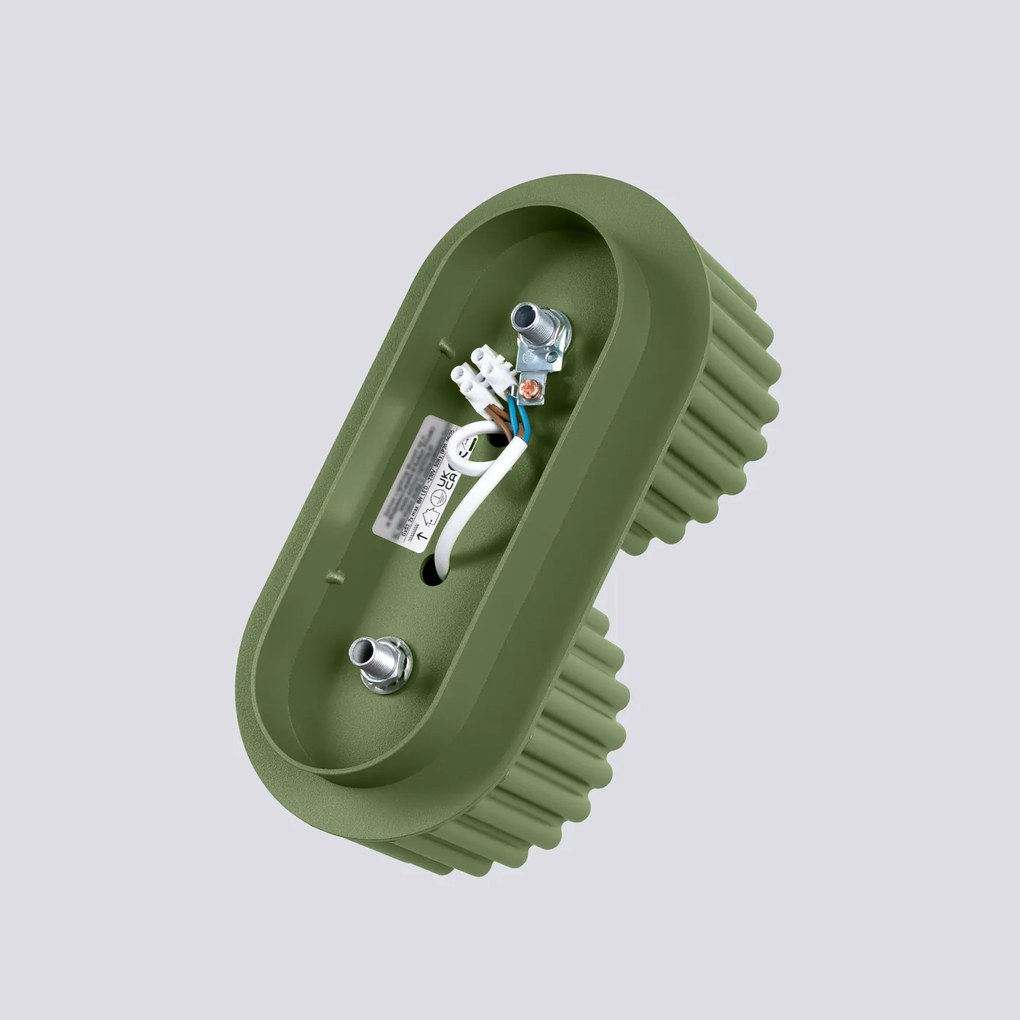 Stropné svietidlo Aura, 2x olivovo zelené hliníkové tienidlo, (6 cm)