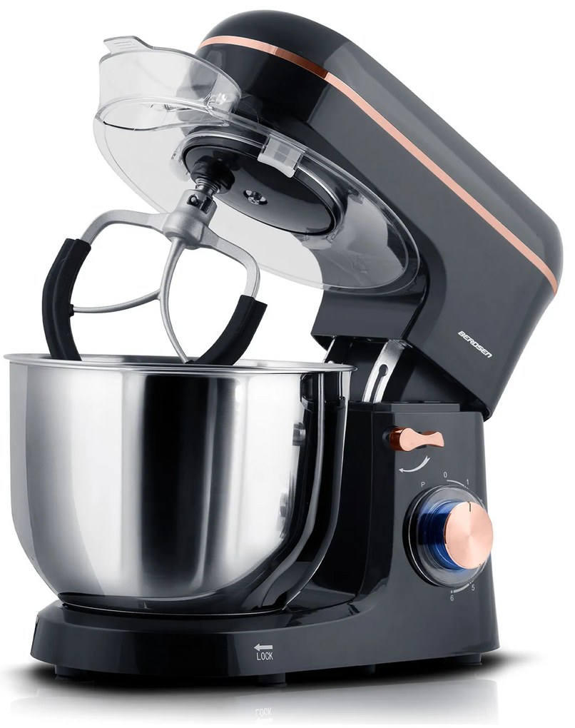 Berdsen 1400 W BD-756 3-v-1 planetárny mixér kuchynský robot 6 l Farba: čierno-strieborný