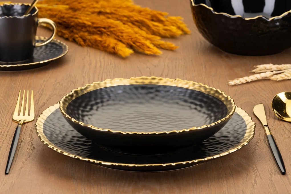 Keramická súprava tanierov Kati Black Gold 8ks