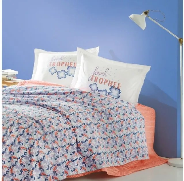 Prikrývka cez posteľ na dvojlôžko s obliečkami na vankúše a plachtou Loulou, 220 × 240 cm