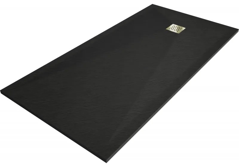 Mexen Stone+ kompozitový sprchový kout obdélníkový 200 x 80 cm, černý, kryt zlatý - 44708020-G