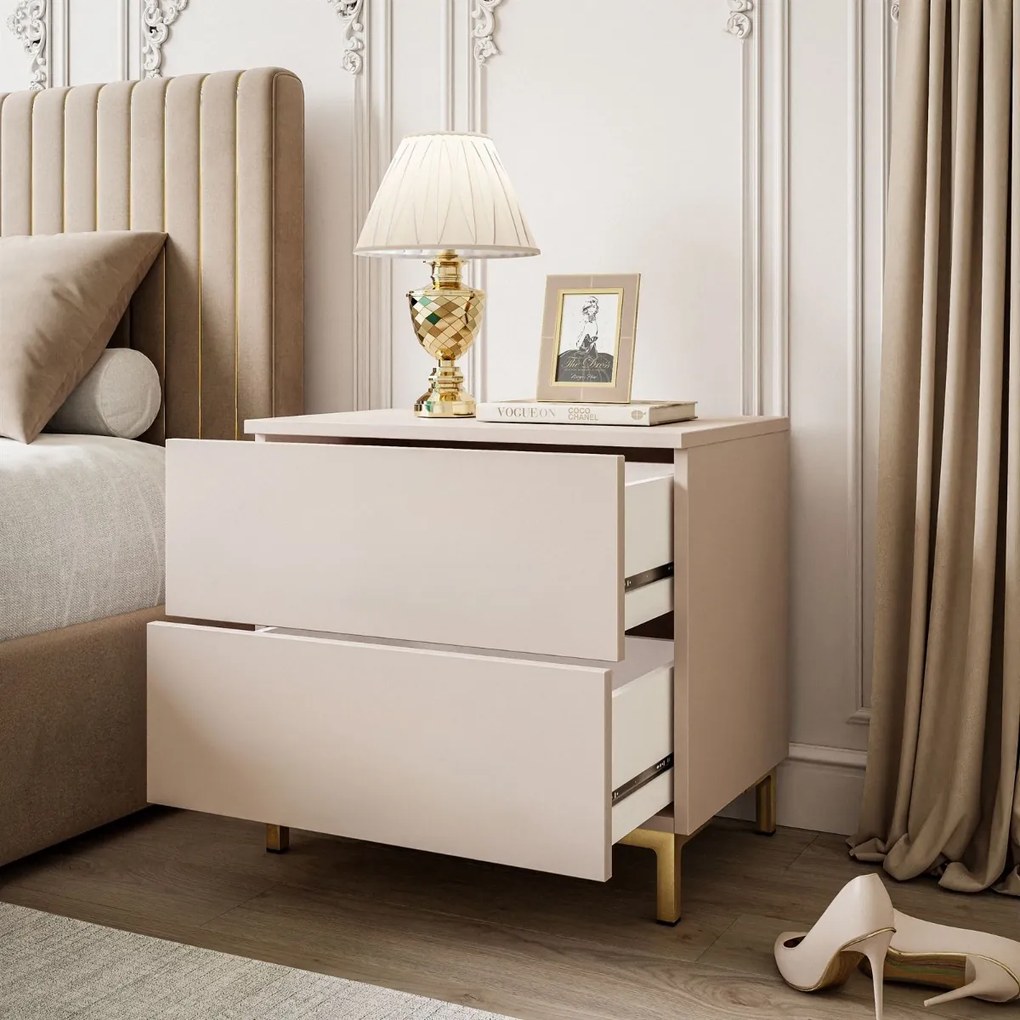 NOČNÝ STOLÍK MARION KAŠMÍR PUSH NOŽIČKY PVC ZLATÉ