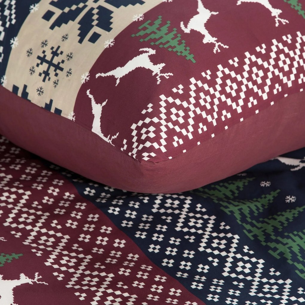 VIANOČNÉ RENFORCÉ OBLIEČKY SKANDY 140X200 CM, 1 KS 70X80 CM VZOROVANÉ