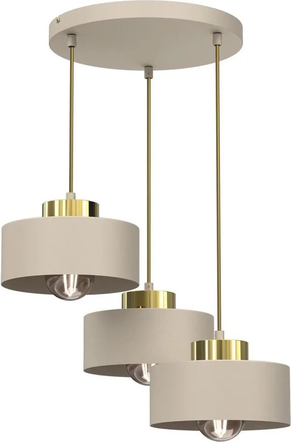 Luster na lanku MARTI 3xE27/15W/230V béžová/zlatá
