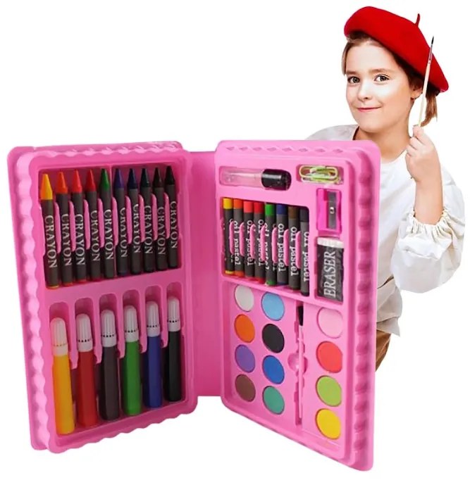 Foxigy Výtvarná sada na maľovanie pre deti 42ks ružová