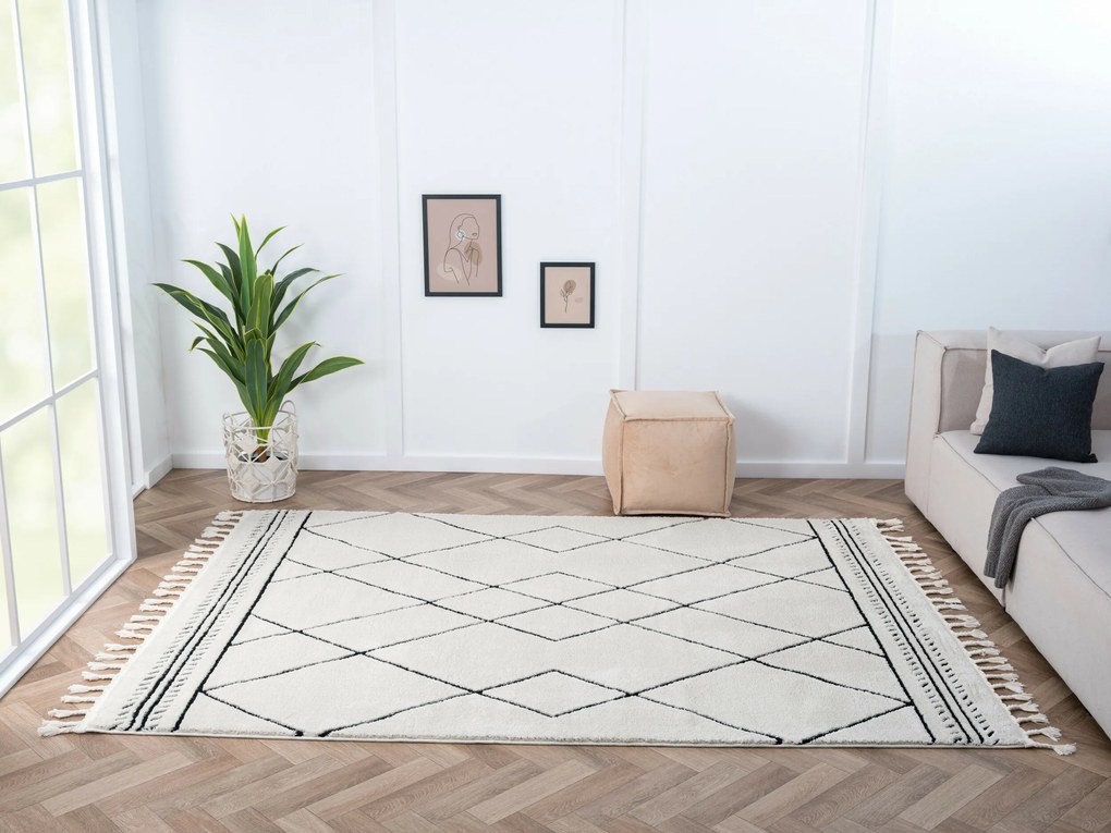 Kusový koberec Moroccan Desert weiß/schwarz, 160x230, čiernobiela, obývacia izba, My Flair
