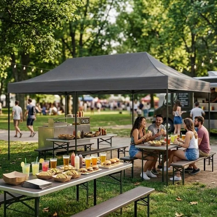 Samorozkladací párty stan so stenami v rôznych farbách 3 x 6 m modrá