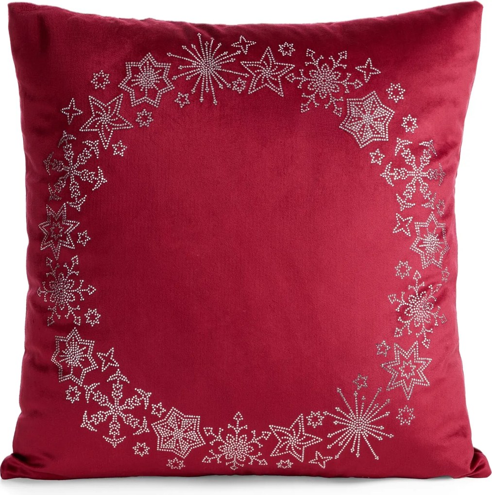 VIANOČNÁ DEKORAČNÁ OBLIEČKA NA VANKÚŠ ICY 45X45 CM BORDOVÁ