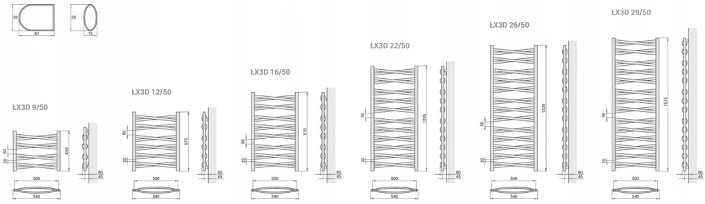 Regnis 3DX, Vykurovacie teleso 540x1205mm, 627W, BIELA, L3DX120/50/WHITE