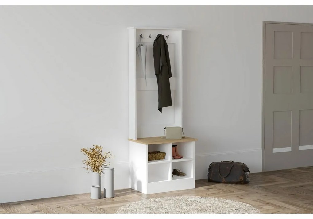 Vešiak s botníkom Mare White and Sapphire Oak