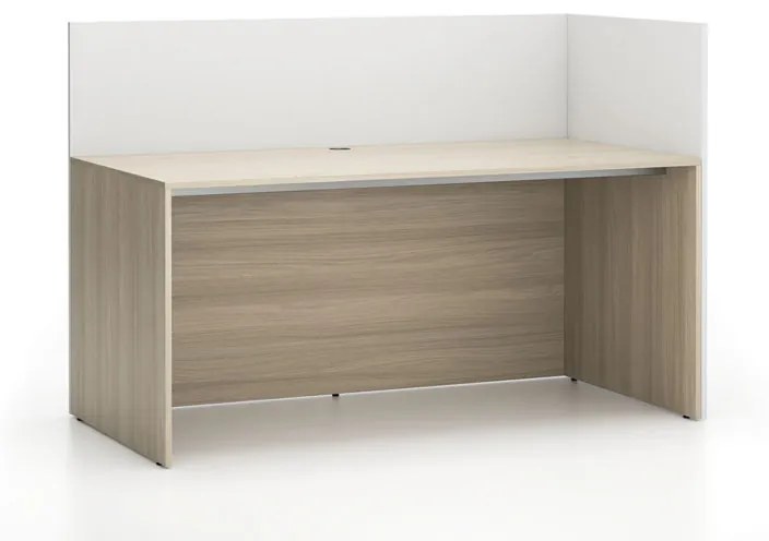 Kancelárska zostava single s paravánom SEGMENT, pravá, dub prírodná/biela