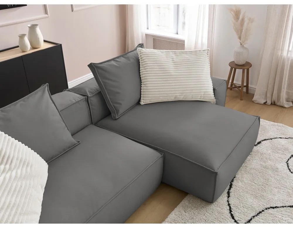 Sivá rohová pohovka z imitácie kože Boheme – Bobochic Paris