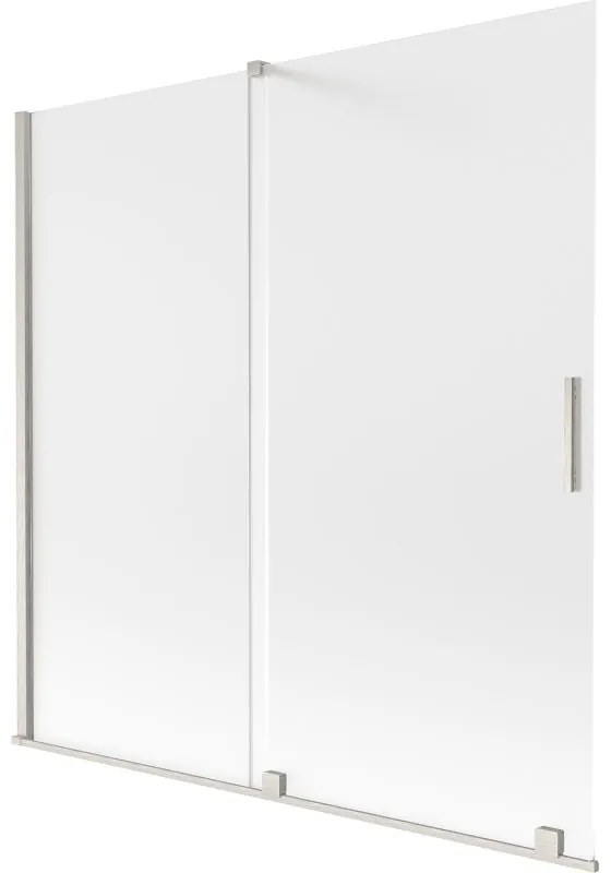 Mexen Velar, 2-krídlová posuvná vaňová zástena 160 x 150 cm, 8mm sklo námraza, brúsená oceľ, 896-160-000-31-97