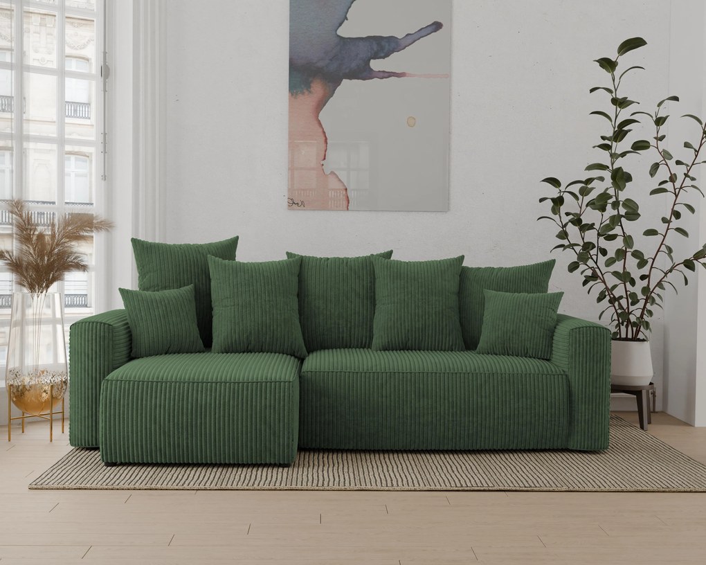 Rohová sedačka Denia (L) (tmavozelená). Akcia -20%. Vlastná spoľahlivá doprava až k Vám domov. 1133117