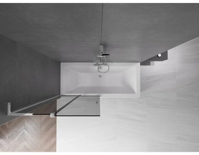 Mexen Velar L, 2-krídlová posuvná vaňová zástena 95 x 150 cm, 8mm šedé sklo, chrómový profil, 896-095-003-41-01