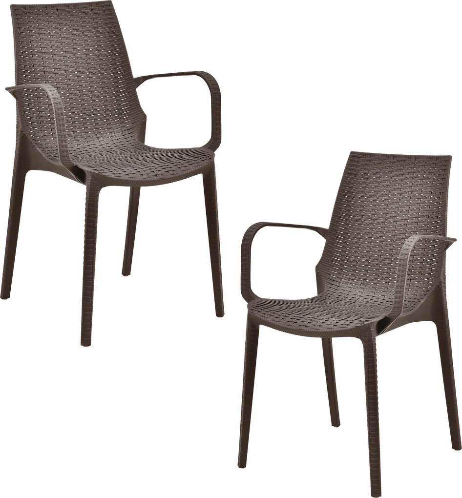 [casa.pro]® Sada záhradných stoličiek HTRS-8559 - 2 ks - 89 x 44 x 55,5 cm - hnedé