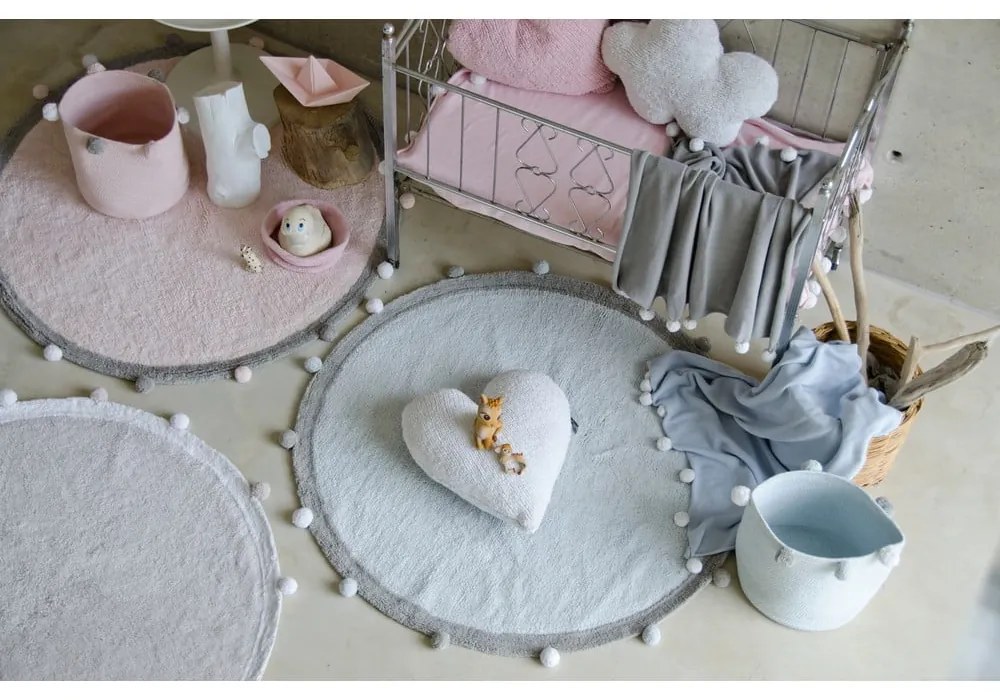 Svetloružový látkový detský kôš na hračky ø 30x30 cm Bubbly – Lorena Canals