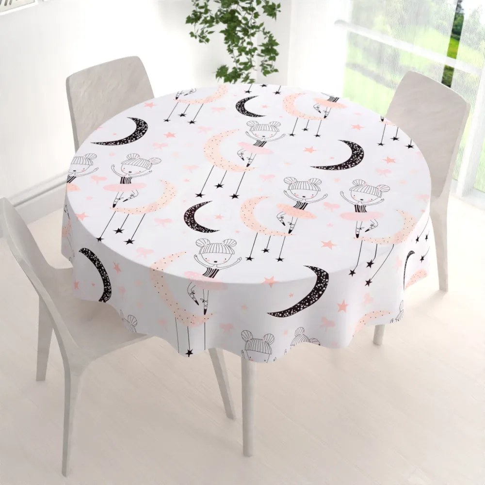 Biante Detský bavlnený okrúhly obrus Sandra SA-194 Tancujúce baletky Ø 120 cm