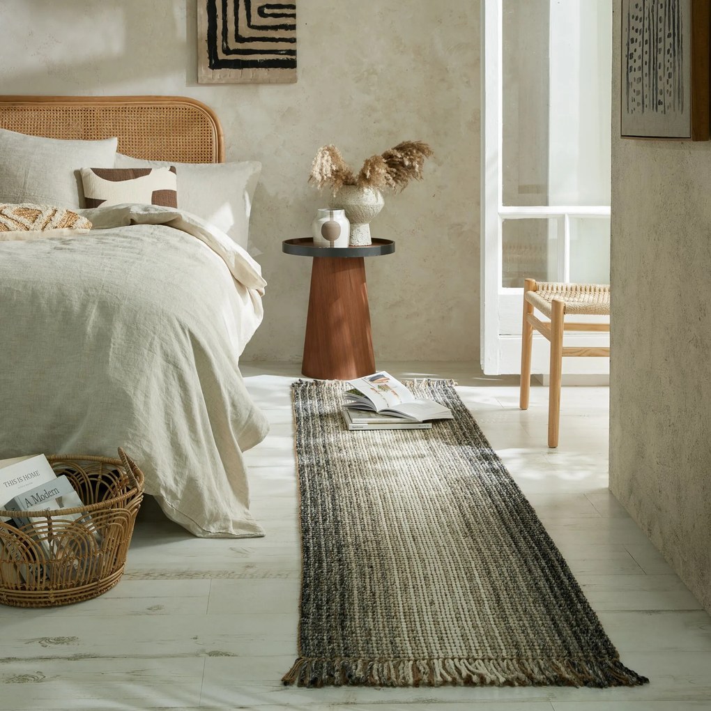 Flair Rugs, Behúň Mottle Jute Ombre Grey, 60x230, šedá, chodba / predsieň