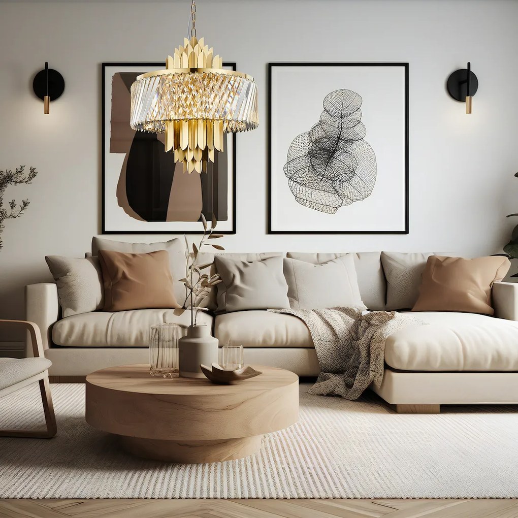 Luster Margot, 1x krištáľové/zlaté kovové tienidlo, (fi 55cm), g