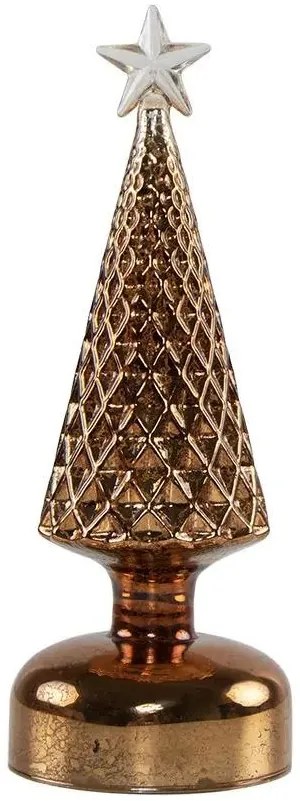 Bronzový svietiaci sklenený vianočný stromček Led M - Ø 8*35 cm