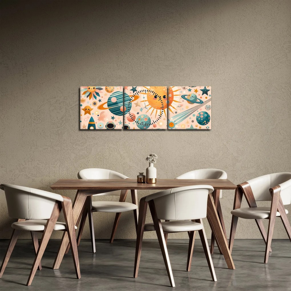 Obraz - Kúsky z vesmíru (s hodinami) (90x30 cm)