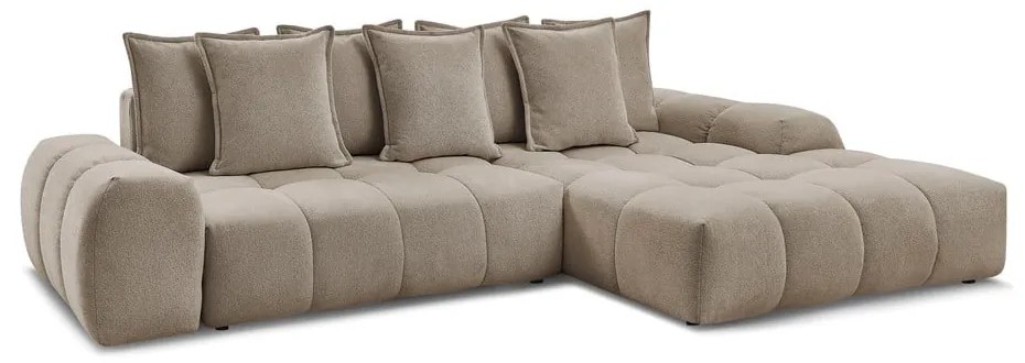 Taupe ženilková rozkladacia/s úložným priestorom rohová pohovka (pravý roh/s leňoškou) Everest – Bobochic Paris