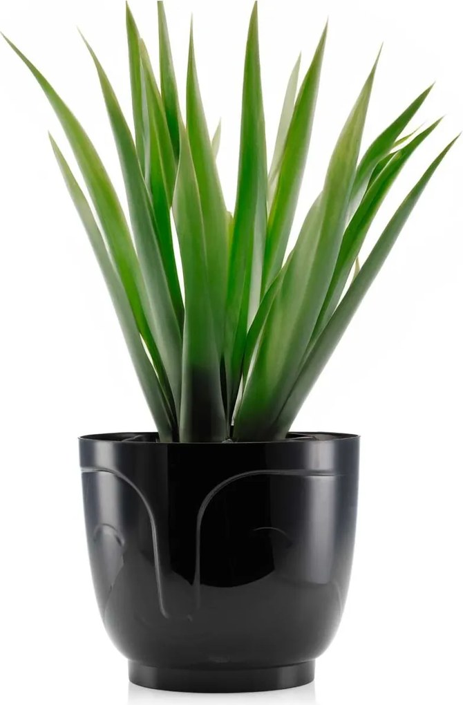 PLASTOVÝ KVETINÁČ ZOE SADA 2KS 16X18,5 CM+14,3X16,5 CM ČIERNA