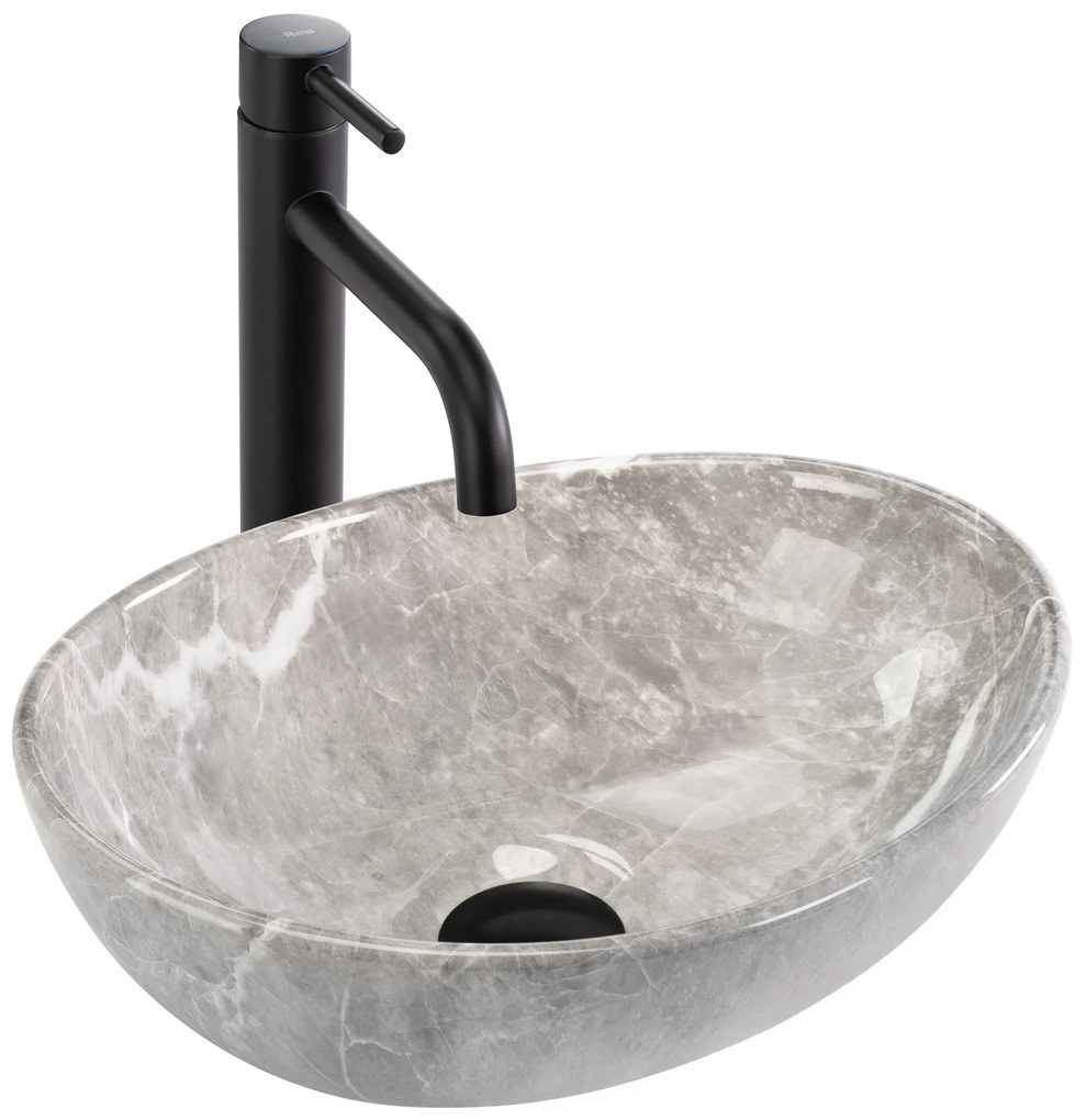 Rea Sofia Mini, umývadlo na dosku 350x260x125 mm, imitácia kameňa - šedá Grigio, REA-U9237