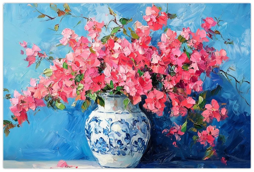 Obraz - Váza ružových kvetov (90x60 cm)