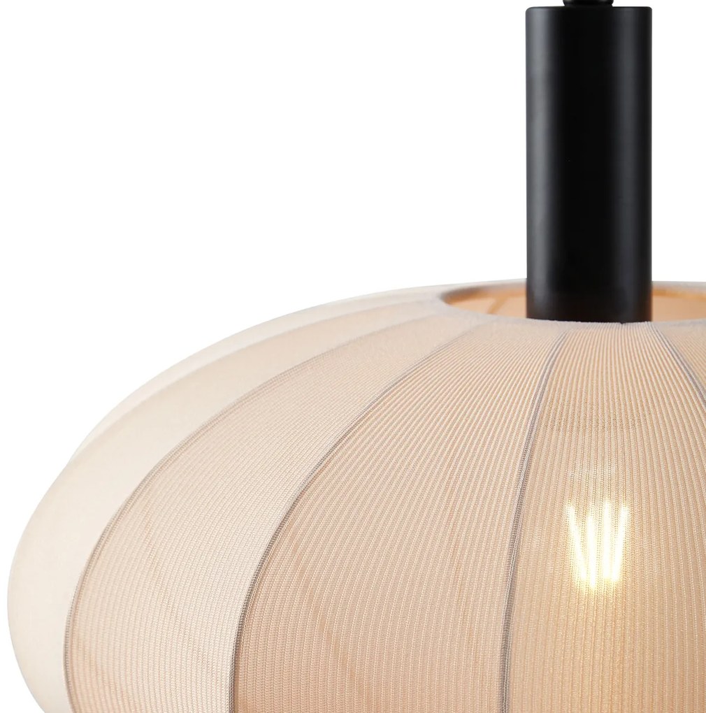 Japandi závesná lampa čierna s hnedým látkovým tienidlom 3-svetlá - Bida