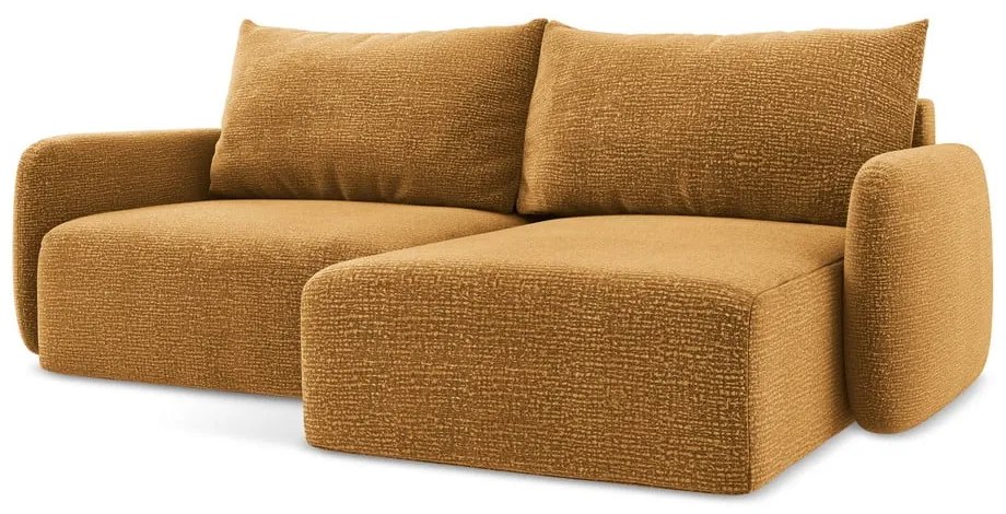 Oranžová rozkladacia/s úložným priestorom rohová pohovka (pravý roh) Kalena – Makamii