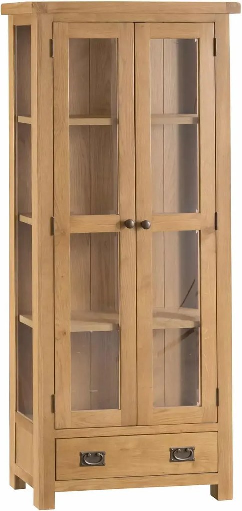 Presklená vitrína so zásuvkou 80x35x180 cm