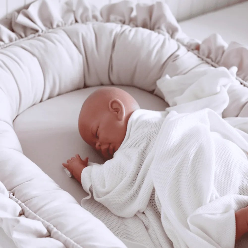 Saténovo bavlnené hniezdo pre bábätká púdrovo ružová