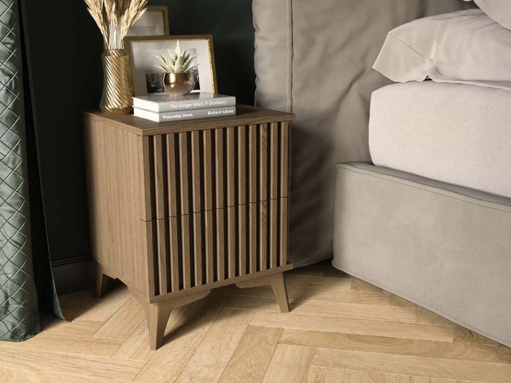 AKCIA Nočný stolík ENTSIAN 40x40cm, dub artisan II. akosť