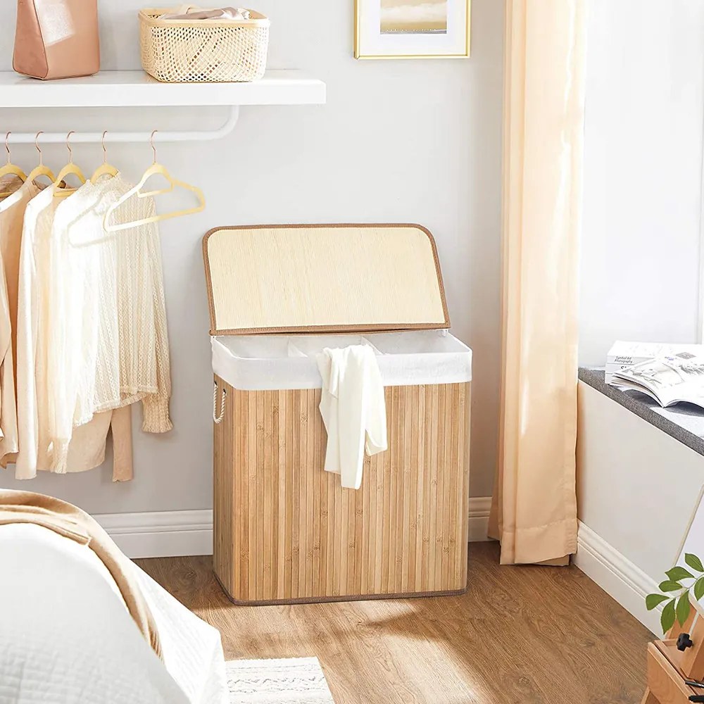 Bambusový kôš na bielizeň 60x40x61.5cm