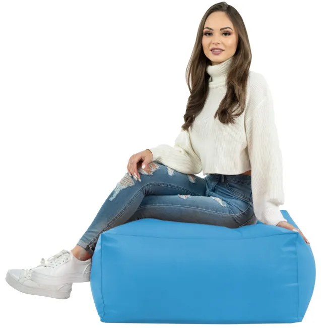 Taburetka svetlomodrá kocka ekokoža