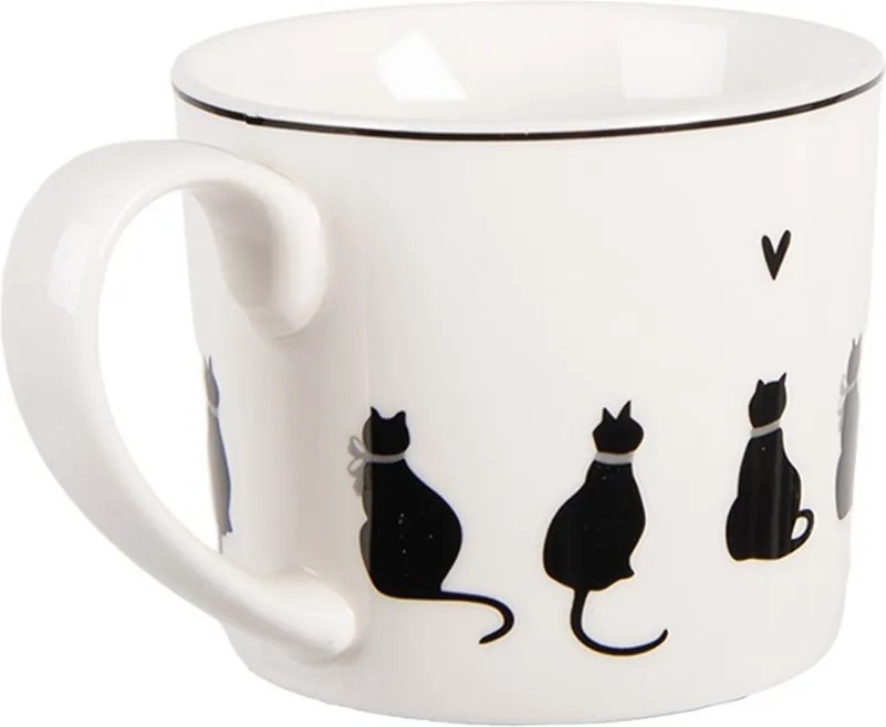 Biely hrnček s mačkami a srdiečkom Dog&Cat - 12*8*7 cm / 275 ml