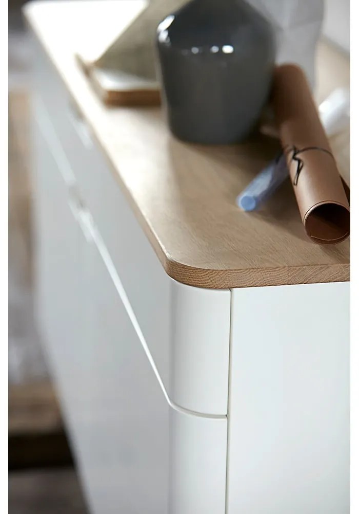 Nízka komoda z dreva bieleho duba Unique Furniture Amalfi