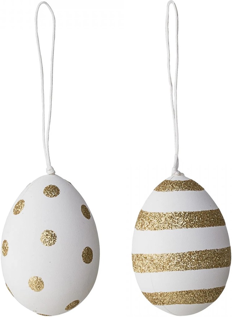 Bloomingville Dekoratívne závesné vajíčko Gold Dot/Stripe Bodka