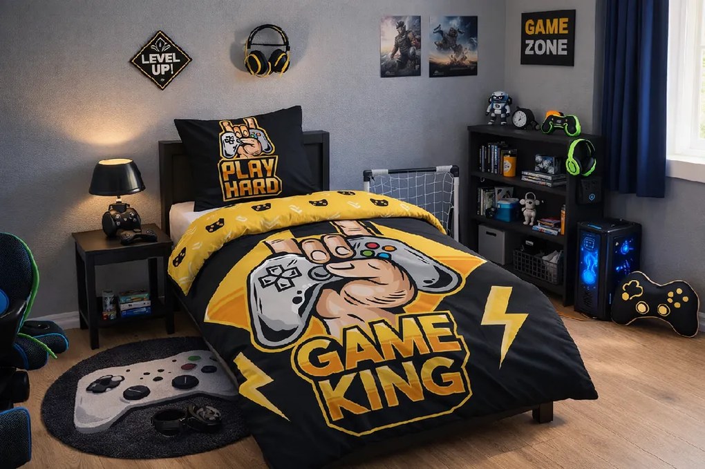 TipTrade Bavlnené obliečky 140x200 + 70x90 cm - Gamer King