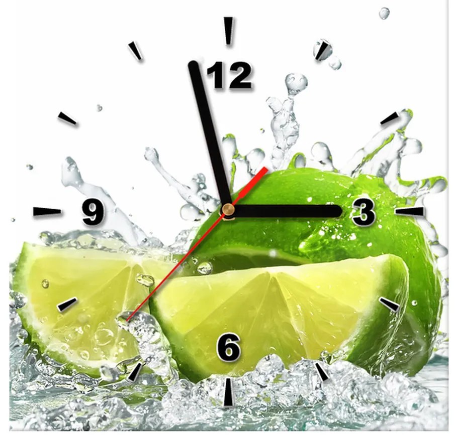 Gario Obraz s hodinami Zelená limetka Rozmery: 40 x 40 cm