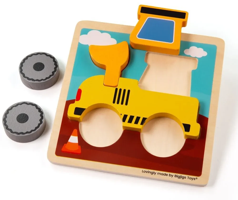Bigjigs Toys Vkladacie puzzle Bager