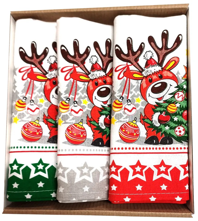 CHRISTMAS DEER kuchynské utierky 3ks