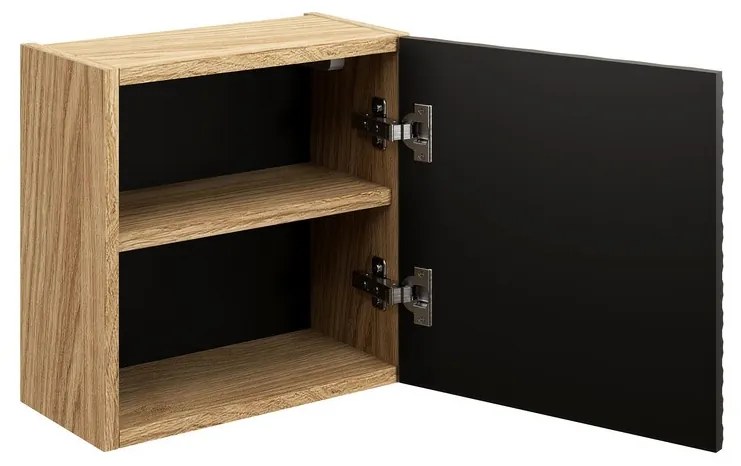Závěsná koupelnová skříňka Ocean 35 cm 1DQ dub olejovaný/černá