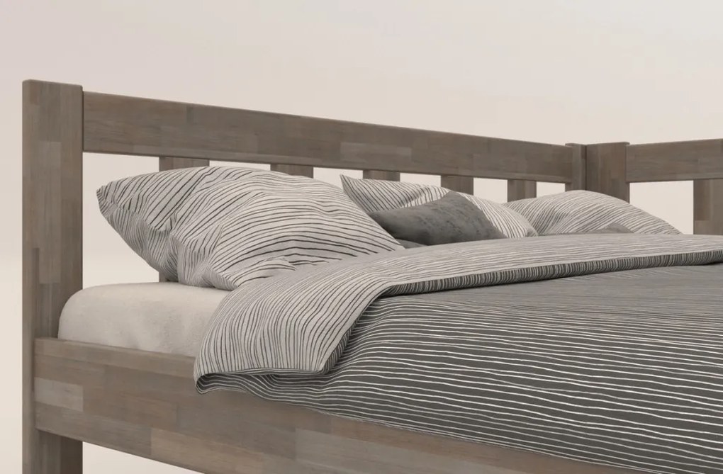Rohová posteľ so zástenou vpravo Tema P 180x200 cm, šedý buk