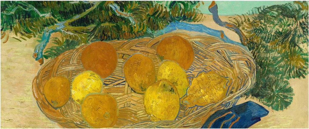 Obraz - Vincent van Gogh, Still Life of Oranges and Lemons with Blue Gloves, reprodukcia (120x50 cm)