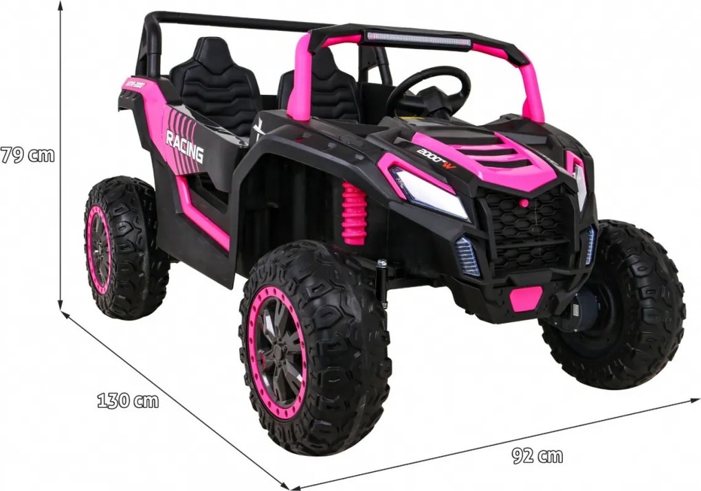 Ramiz Buggy ATV Racing pre 2 deti Ružová + pohon 4x4 + diaľkové ovládanie + pomalý štart + MP3 LED